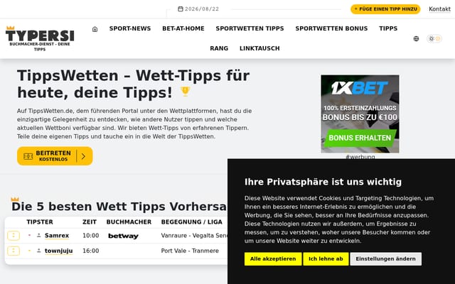 Screenshot of tippswetten.de