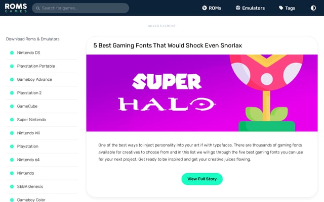 Screenshot of romsgames.net