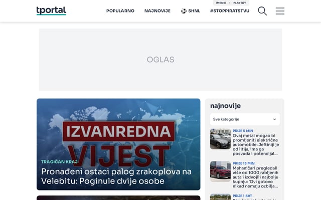 Screenshot of tportal.hr