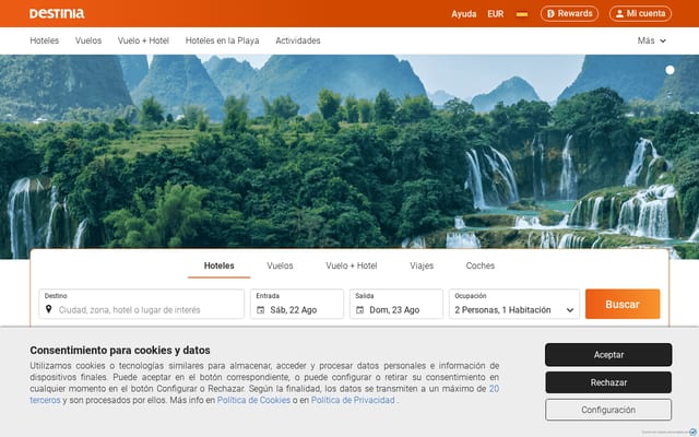 Screenshot of destinia.com