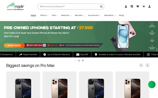 Screenshot of maplestore.in