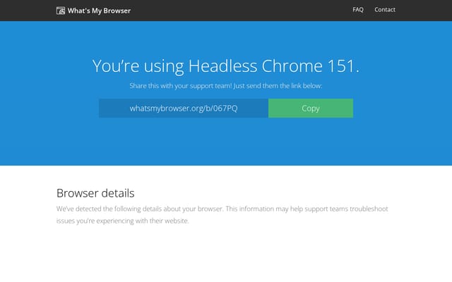 Screenshot of whatsmybrowser.org