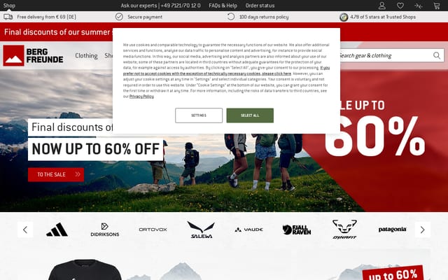 Screenshot of bergfreunde.eu