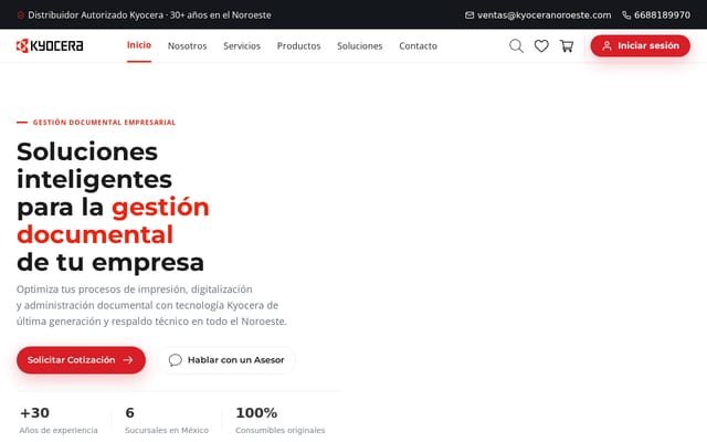 Screenshot of kyoceranoroeste.com