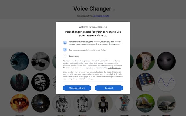 Screenshot of voicechanger.io