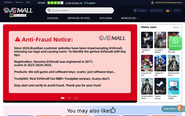Screenshot of gvgmall.com