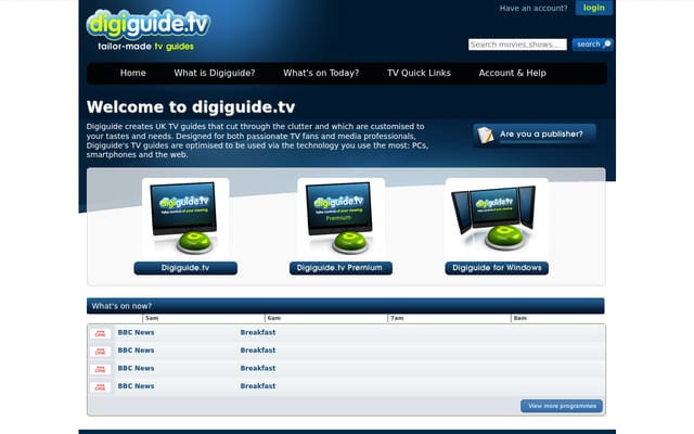 Screenshot of digiguide.tv