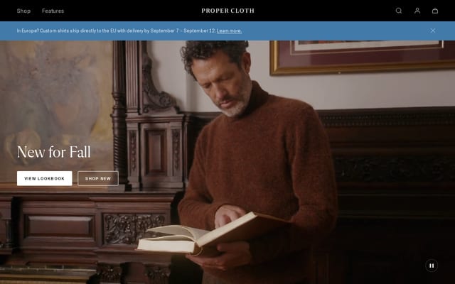 Screenshot of propercloth.com