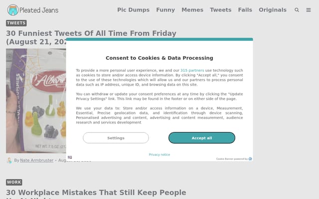 Screenshot of pleated-jeans.com