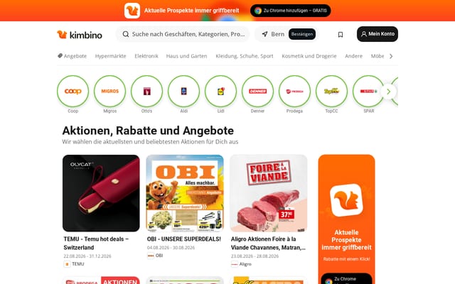 Screenshot of kimbino.ch