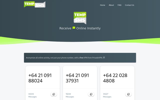 Screenshot of temp-sms.org