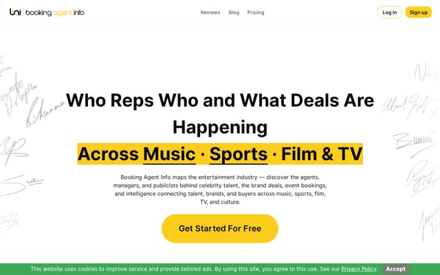 Screenshot of bookingagentinfo.com
