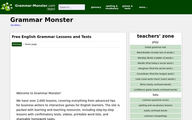Screenshot of grammar-monster.com