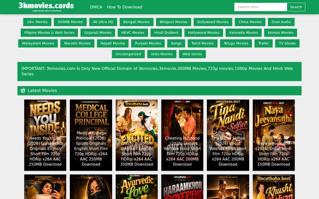 Screenshot of 3kmovies.com