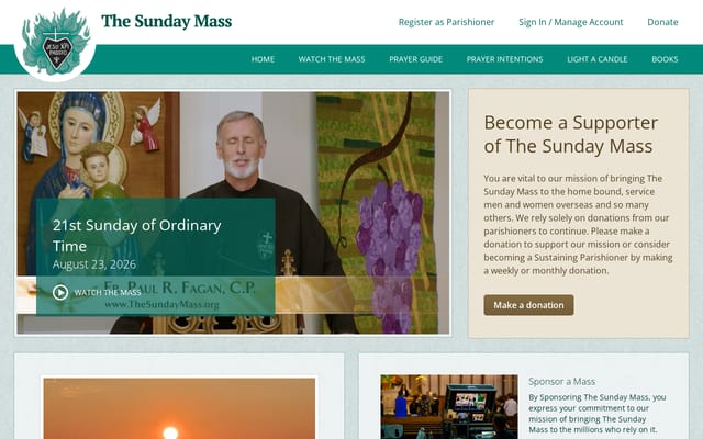 Screenshot of thesundaymass.org