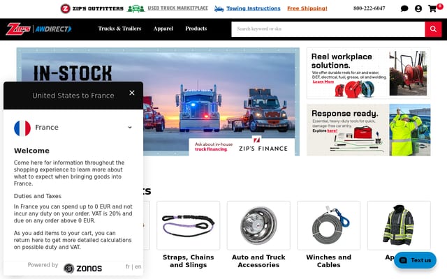 Screenshot of zips.com