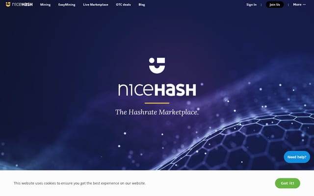 Screenshot of nicehash.com