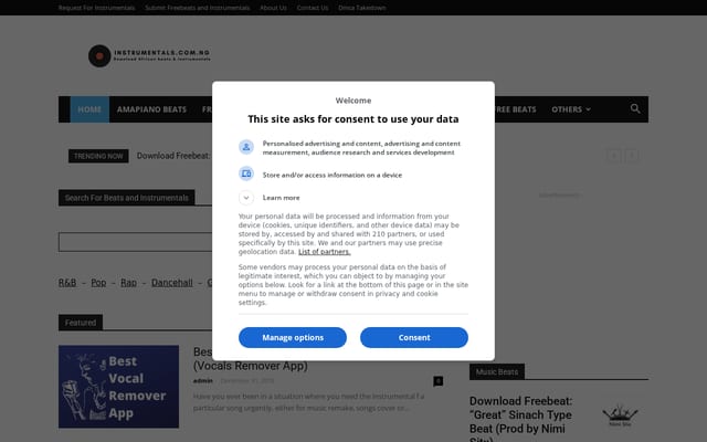 Screenshot of instrumentals.com.ng