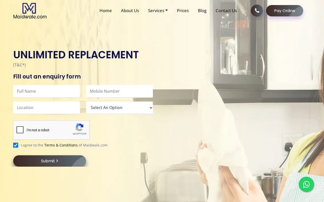 Screenshot of maidwale.com