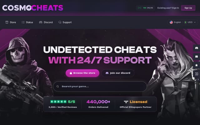 Screenshot of cosmocheats.com