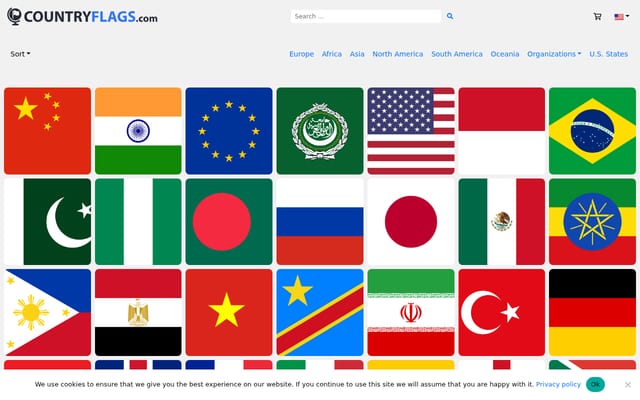 Screenshot of countryflags.com