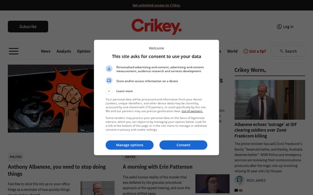 Screenshot of crikey.com.au