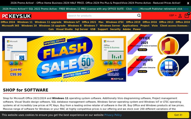 Screenshot of pckeys.uk
