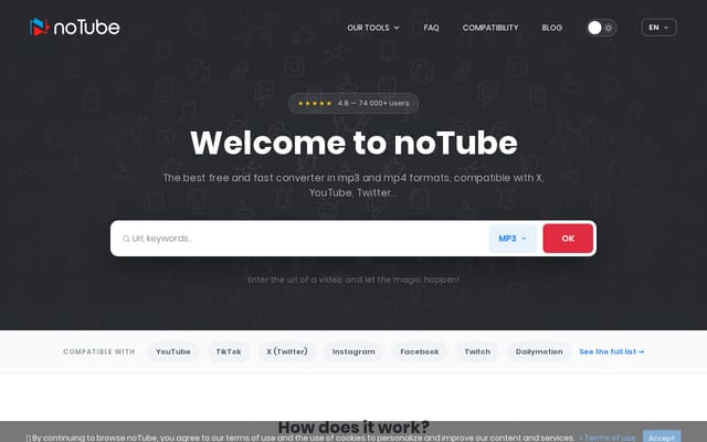 Screenshot of notube.net