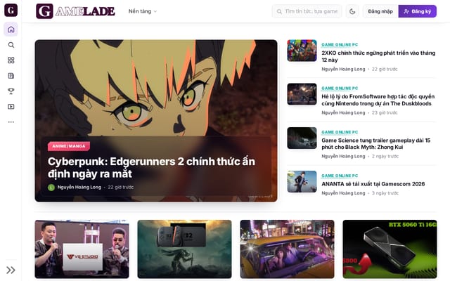 Screenshot of gamelade.vn