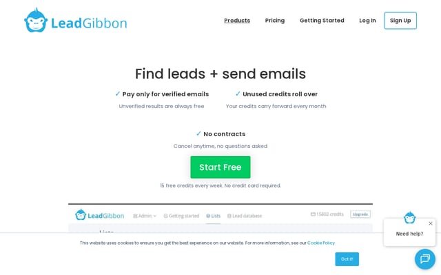 Screenshot of leadgibbon.com