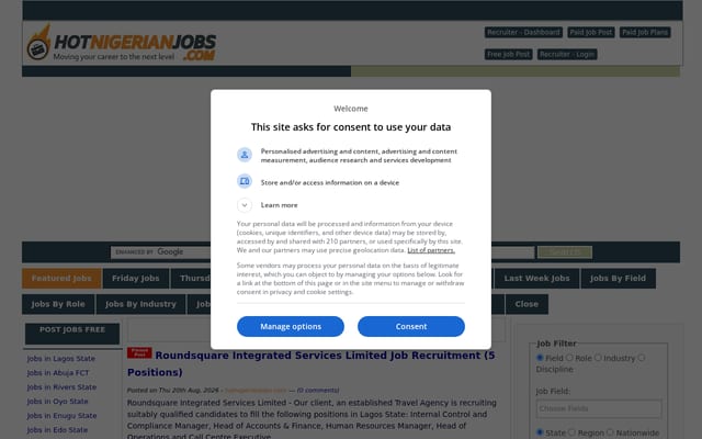 Screenshot of hotnigerianjobs.com