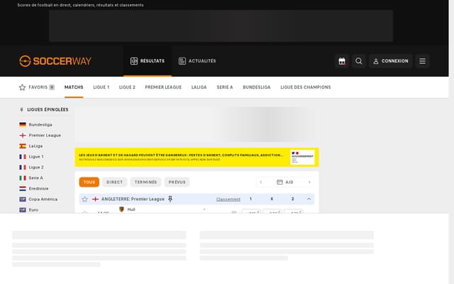 Screenshot of soccerway.com
