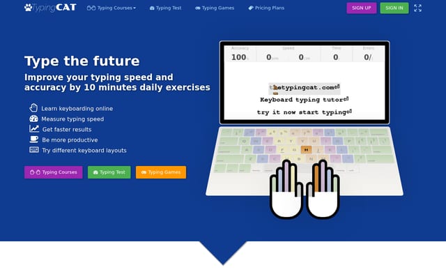 Screenshot of thetypingcat.com