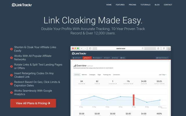 Screenshot of linktrackr.com