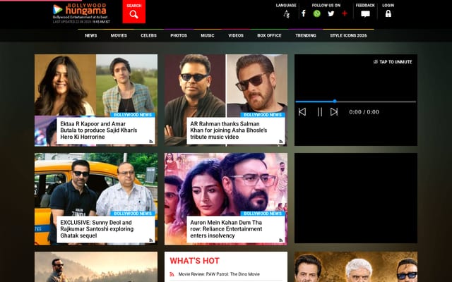 Screenshot of bollywoodhungama.com