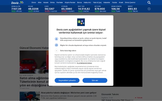 Screenshot of doviz.com