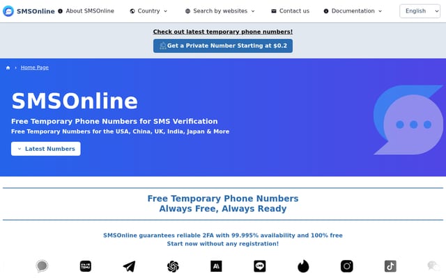 Screenshot of smsonline.cloud
