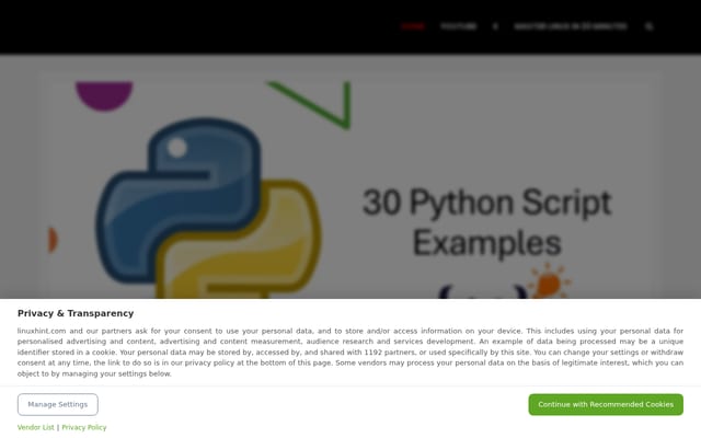 Screenshot of linuxhint.com