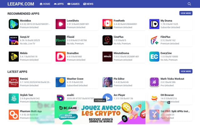 Screenshot of leeapk.com