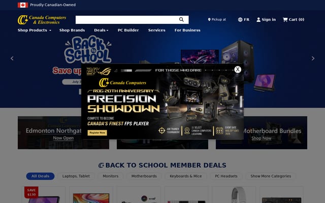 Screenshot of canadacomputers.com