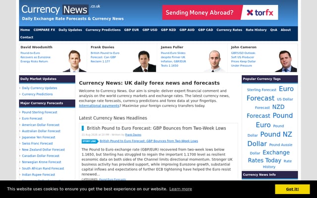 Screenshot of currencynews.co.uk