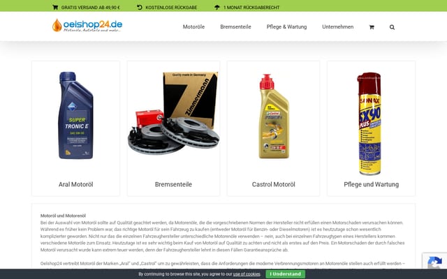 Screenshot of oelshop24.de