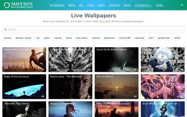 Screenshot of motionbgs.com