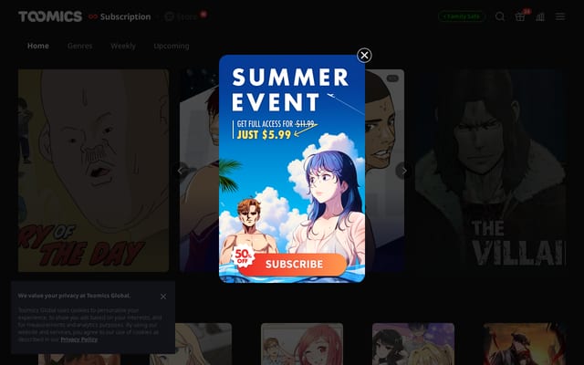 Screenshot of toomics.fr