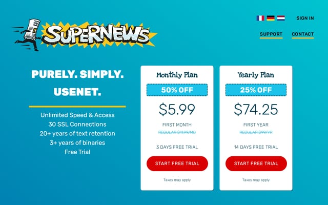 Screenshot of usenet.net