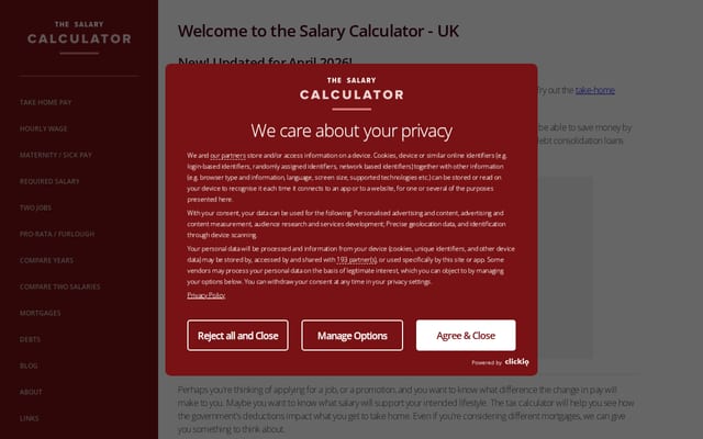 Screenshot of thesalarycalculator.co.uk