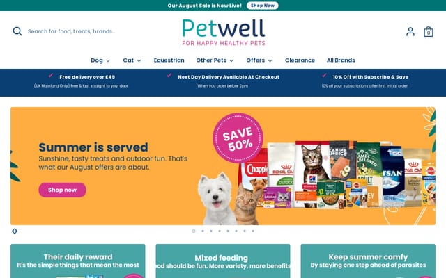 Screenshot of petwell.co.uk