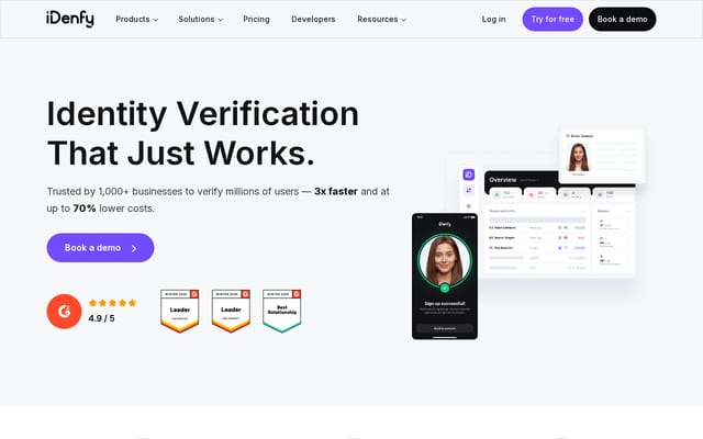Screenshot of idenfy.com