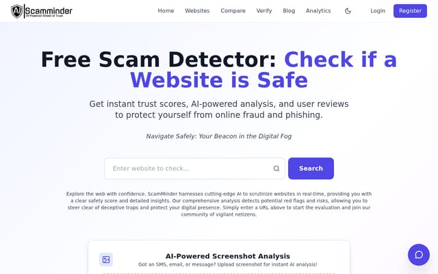 Screenshot of scamminder.com