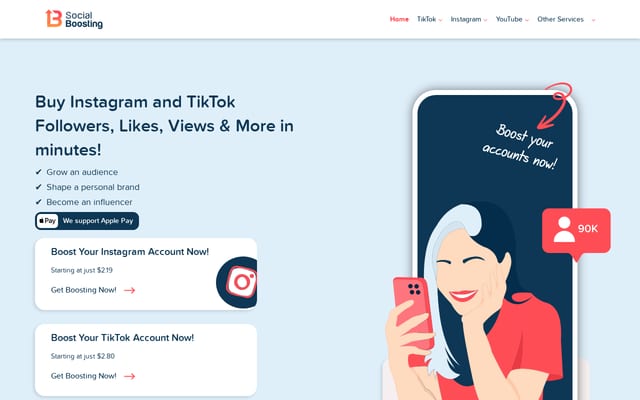 Screenshot of socialboosting.com